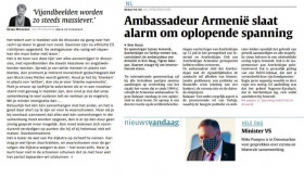 Ambassador of Armenia alarms about rising tension