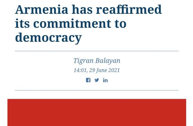 Tigran Balayan: Armenia has reaffirmed its commitment to democracy